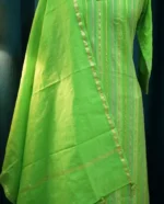 Festive Striped Kurta Set with Dupatta (Green & Pink) - Image 7