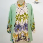 Mint Green Floral Printed Embellished Shirt Dress