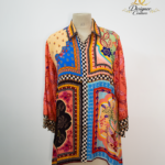 Onyx Black High-Low Embroidered Shirt