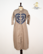 Large Heart Appliqué Snap-Front Midi Shirtdress