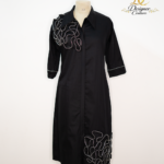 Architectural Zipper-Ruffle Midi Shirtdress