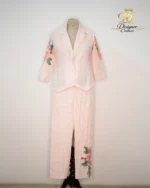 Peach Floral Embroidered Blazer Co-Ord Set