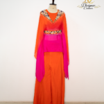 Textured Rose Appliqué Mixed-Media Midi Dress