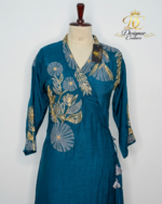 Teal Silk Hand-Embroidered Co-ord Set - Image 4