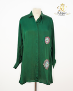 Emerald Silk Embroidered Tunic Set - Image 2