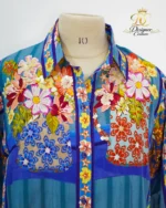 Vibrant Floral Patchwork Designer Shirt Top - Image 2
