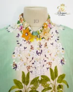 Mint Green Floral Printed Embellished Shirt Dress - Image 5