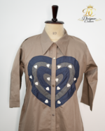 Large Heart Appliqué Snap-Front Midi Shirtdress - Image 2