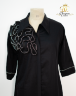Architectural Zipper-Ruffle Midi Shirtdress - Image 2