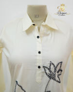 Sequin-Embellished Floral Motif Midi Shirtdress - Image 2