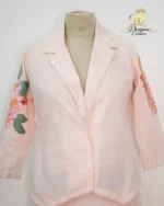 Peach Floral Embroidered Blazer Co-Ord Set - Image 5