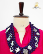 Electric Blue Midi Shirtdress with Built-In Jewel-Tone Neckline - Image 5