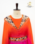 Textured Rose Appliqué Mixed-Media Midi Dress - Image 4