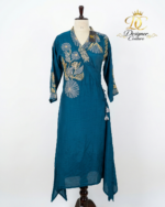 Teal Silk Hand-Embroidered Co-ord Set - Image 3