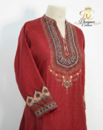 Ruby Regal Embroidered Suit Set with Dupatta - Image 4