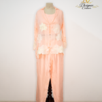 Peach Silk Organza Floral 3-Piece Set