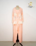 Peach Silk Organza Floral 3-Piece Set