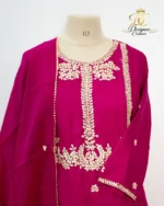 Rani Pink Embroidered Kurta Sharara Set with Dupatta - Image 2