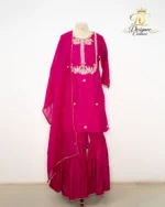 Rani Pink Embroidered Kurta Sharara Set with Dupatta