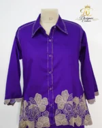 Royal Purple Floral Embroidered Co-Ord Set - Image 2