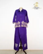 Royal Purple Floral Embroidered Co-Ord Set