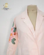 Peach Floral Embroidered Blazer Co-Ord Set - Image 4