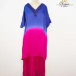 Blue Pink Ombre Embellished Kaftan Co-Ord Set