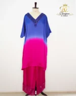 Blue Pink Ombre Embellished Kaftan Co-Ord Set
