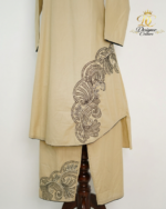 Embroidered Beige Co-ord Set - Image 4