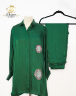Emerald Silk Embroidered Tunic Set