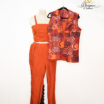 Rust Silk 3-Piece Co-ord with Sleeveless Blazer