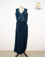 Azure Bloom Cut-Work Jacket & Dhoti Skirt