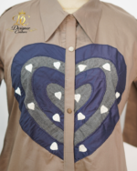 Large Heart Appliqué Snap-Front Midi Shirtdress - Image 4