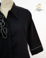Architectural Zipper-Ruffle Midi Shirtdress - Image 4
