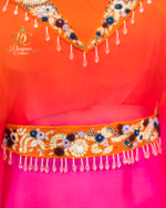 Textured Rose Appliqué Mixed-Media Midi Dress - Image 2