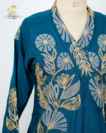 Teal Silk Hand-Embroidered Co-ord Set - Image 2