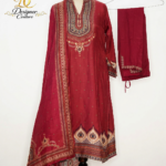 Ruby Regal Embroidered Suit Set with Dupatta