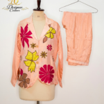 The Blossom Silk Pajama Set in Blush Peach