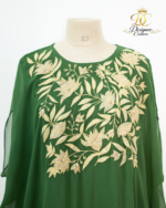 Gilded Ivy Chiffon Kaftan with Gold-Thread Embroidery - Image 2