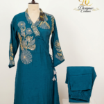 Teal Silk Hand-Embroidered Co-ord Set