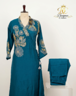 Teal Silk Hand-Embroidered Co-ord Set