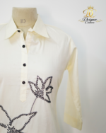 Sequin-Embellished Floral Motif Midi Shirtdress - Image 4