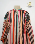 Multicolor Striped Embellished Casual Kurta Dress - Image 2