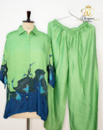 Serene Crane Two-Piece Silk Ensemble - Image 2
