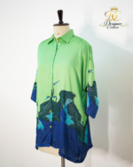 Serene Crane Two-Piece Silk Ensemble