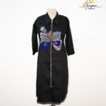 Black Embroidered Statement Zip Dress