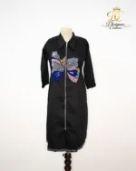 Black Embroidered Statement Zip Dress