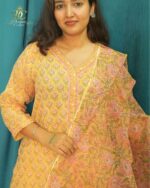 The Saffron Bloom Chanderi Set - Image 2