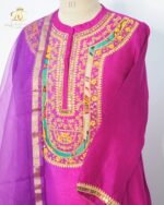 Fuchsia & Violet Ombré Silk Festive Kurta Set - Image 2
