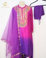 Fuchsia & Violet Ombré Silk Festive Kurta Set